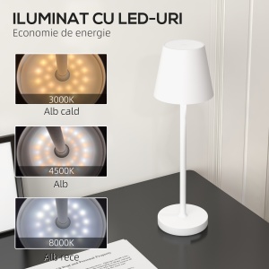 Lampă de Masă cu 3 Lumini Albe, Lampă Portabilă Modernă cu Cablu Inclus, Ø11,2x36,5 cm, Alb - Img 5
