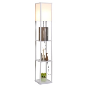 Lampa de Podea cu 3 Polite Integrate Cuplare E27 Putere 40W Alb - Img 1