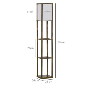 Lampă de Podea cu 3 Rafturi Integrate, Design Modern din MDF, 26x26x160 cm, Lemn Natural - Img 3