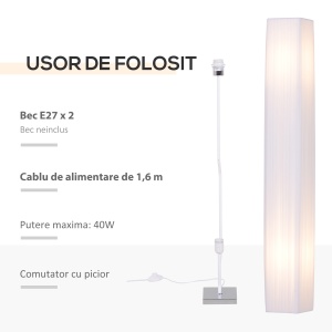 Lampă de Podea cu Design Modern pentru Living, 14x14x120 cm, Alb - Img 6