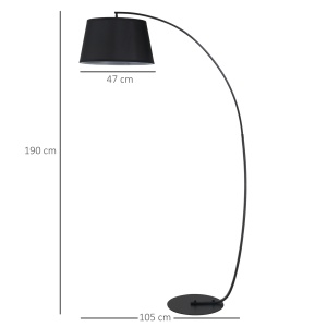 Lampa de Podea tip Arc cu Abajur din Tesatura Comutator cu Pedala Negru - Img 3