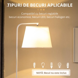 Lampa moderna de podea cu rafturi, cu masuta dubla din bambus, abajur din material textil, tonuri naturale - Img 4