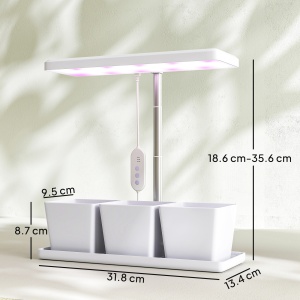 Lampă pentru Plante cu 30 de Lumini LED și 3 Vase 31.8x13.4x35.6 cm Alb - Img 3