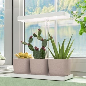 Lampă pentru Plante cu 42 de Lumini LED și 3 Vase 45x18.8x47.8 cm Alb - Img 2