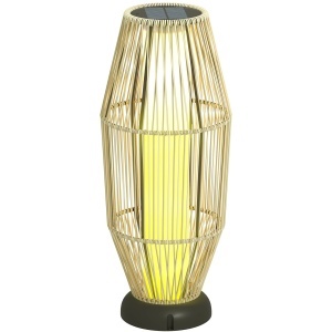 Lampă Solară de Grădină cu Iluminare LED din Rattan, Gri