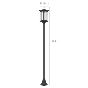 Lampă Solară, Lumină Stradală în Aer Liber, Impermeabil pentru Terasă, Grădină, Curte, Cale, 23.5x23.5x184 cm, Alb - Img 3