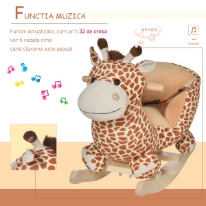Leagan din lemn in forma de girafa, 60x33x45 cm - Img 5