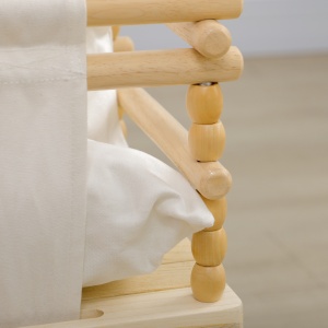 Leagan pentru copii 9-36 luni din lemn si bumbac, pentru spatii interioare si exterioare cu franghie reglabila si perna detasabila, 30x30x110-180 cm, culoarea lemnului si alb - Img 9
