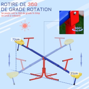 Leagan pentru Copii Dublu cu Balans Pivotant la 360° din Metal si PP - Img 5