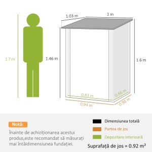 Magazie de Grădină din Oțel și Ușă 100x103x160cm Maro - Img 3