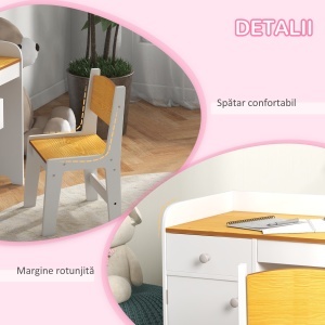 Masa de birou pentru copii cu scaun birou de scoala pentru copii din lemn sertar scaun asortat alb pentru scoala mobilier camera copilului birou pentru copii mici - Img 7