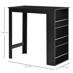 masa de bucatarie, 3 rafturi, 112x57x106cm, negru - Img 3