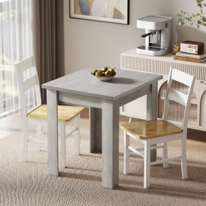 Masă de Dining Extensibilă pentru 4-6 Persoane din Lemn și Oțel, 140x80x77.5 cm, Gri - Img 7