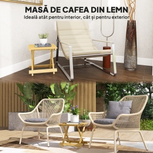 Masa de Gradina Pliabila din Lemn de Brad cu Blat din sipci, 40x43x40 cm, Lemn Natural - Img 4