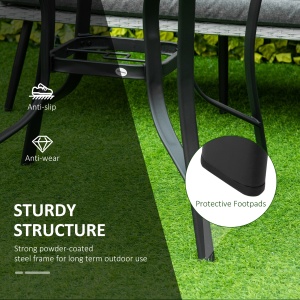 Masa de Gradina Rotunda cu Orificiu pentru Umbrela, din Otel si Sticla, Ø106.5x71 cm, Negru - Img 6