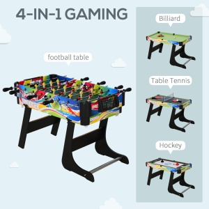 Masă de Joc 4 în 1 pentru Fotbal de Masă, Biliard, Air Hockey și Ping-Pong, 86,5x43,5x64 cm, Multicolor - Img 4