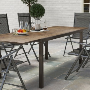 Masă Extensibilă pentru Terasă cu Margini din aluminiu, 160/240x90x74 cm, Maro - Img 8