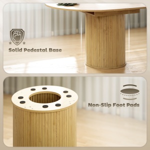 Masă Extensibilă Rotundă pentru 6-8 Persoane, culoare Lemn - Img 6