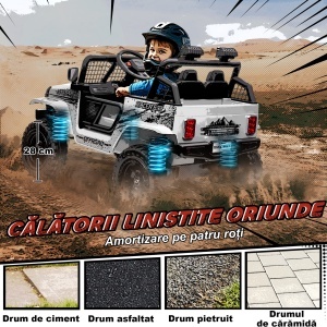 Mașină Electrică pentru Copii 3-6 Ani Off-road 12V cu Telecomandă Alb - Img 6