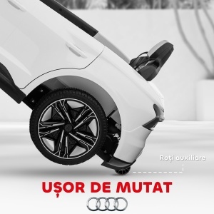 Mașină Electrică pentru Copii cu Motor Dublu, Centură de Siguranță, Telecomandă și Claxon, 103x58x41 cm, Alb - Img 6