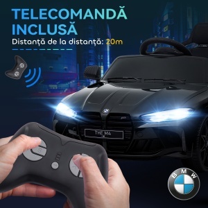 Mașină Electrică pentru Copii cu Transport Ușor, Plimbare pe Mașină cu Telecomandă, BMW M4 Licențiat, 108x69.5x51 cm, Negru - Img 8