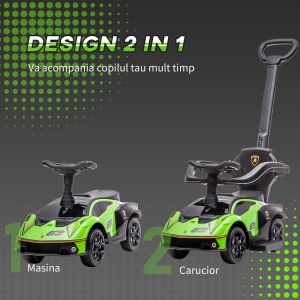 Masinuta Copii 2‑in‑1 – Lamborghini Verde cu Volan & Claxon - Img 4