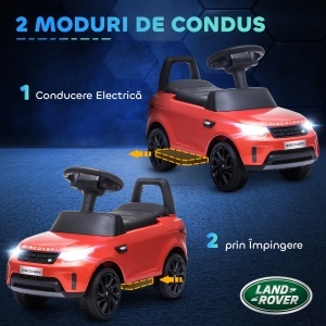 Mașinuță Electrică pentru Copii 18 Luni-5 Ani cu Licență Land Rover cu Muzică, USB și MP, 65x43x40 cm, Roșu - Img 4