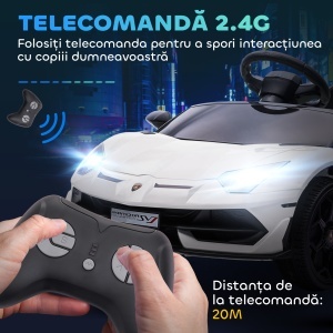 Mașinuță Electrică pentru Copii 3-5 Ani cu Uși Fluture, Mașinuță Electrică cu Telecomandă, 107,5x63x42 cm, Alb - Img 6