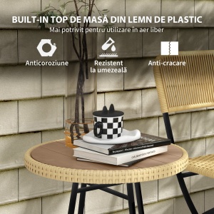 Masuta de cafea pentru exterior, Finisaj de lemn natural - Img 5