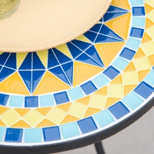 Masuta de Gradina din Metal cu Blat din Mozaic Ceramic, Ф35.5x53.5cm, Multicolor - Img 7