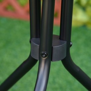 Masuta de Gradina Rotunda cu Etajera din Sticla si Structura Metalica, Φ50x55cm, Negru - Img 6