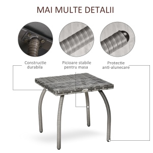 Masuta din Ratan Sintetic pentru Exterior si Gradina Gri - Img 6