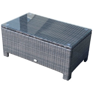 masuta exterior, sticla securizata, 85x50x39cm, maro - Img 1