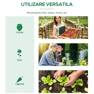 Mini seră de grădină, Seră compactă cu 3 ferestre rulou, protecție PE Anti‑UV și cadru din oțel, pentru plante, legume și fructe, 180×60×60 cm - Img 7