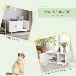 Mobila Litiera Pisici – Lemn, cu 2 Usi & Accesorii - Img 4