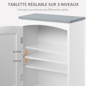 Mobilier Baie de Perete cu Polita Reglabila, 41x18,5x52 cm, Alb si Gri - Img 5