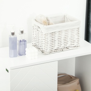 Mobilier de baie cu dulap si sertar, mobilier de baie modern cu etajera reglabila, 60x30x120cm, alb - Img 8