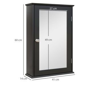 Mobilier de Baie Dulap Suspendat cu Oglindă 41x14x60cm Negru - Img 3