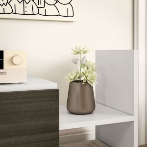 Mobilier TV cu Raft de Perete, Rafturi Deschise și Dulăpior din Lemn, Mobilier TV Modern, 153,6x25x42 cm, Alb - Img 8