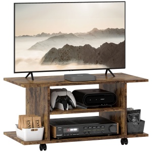 Modern TV Cabinet Stand Storage Shelves Table Mobile Bedroom Furniture Bookshelf Bookcase Rustic Brown - Img 1