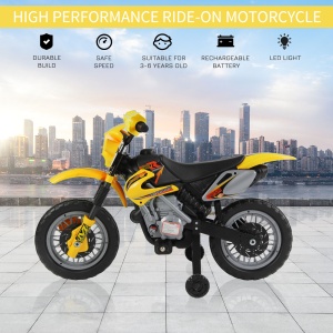 Moto Cross Electric Copii – Galben cu Rotite Laterale - Img 4