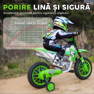 Motocicleta Copii 12V Verde – Reincarcabila, Cu Rotile de Siguranta - Img 7