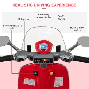 Motocicletă Electrică pentru Copii 3+ Ani, Motocicletă Jucărie din PP și Oțel cu 2 Roți Suplimentare, 108x49x75 cm, Roșie - Img 8
