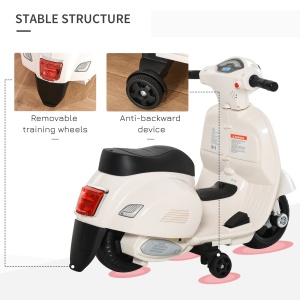 Motocicleta Electrica pentru Copii Baterie 6V Faruri si Claxon 18-36 luni Alba - Img 6