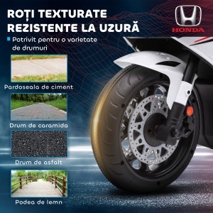 Motocicletă Electrică pentru Copii cu Baterie Reîncărcabilă de 6V, Viteză 3 km/h și Muzică, 90x44x52 cm, Alb - Img 4