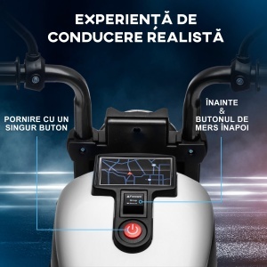 Motocileta Electrica de 6V cu Roti de Antrenament, Motocicleta Electrica Alimentata cu Baterii pentru Baieti si Fete, cu un Singur Buton de Pornire, Pedala, Far, pentru 18-36 luni, Albastru - Img 4
