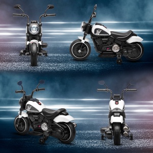Motocileta Electrica de 6V cu Roti de Antrenament, Motocicleta Electrica Alimentata cu Baterii pentru Baieti si Fete, cu un Singur Buton de Pornire, Pedala, Far, pentru 18-36 luni, Albastru - Img 8