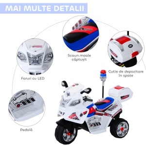 Motoreta Electrica Copii – 3 Roti, Lumini & Sunete - Img 4
