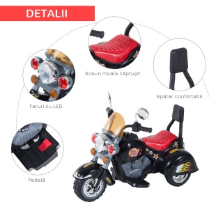 Motoreta Electrica pentru Copii 3-6 ani cu 3 Roti 6V, Negru - Img 7