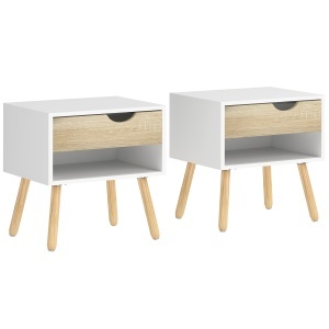 Noptiere Moderne cu Sertar și Raft, Design Modern și Funcțional, Ideal pentru Cameră de Dormit, Albastru - Img 1